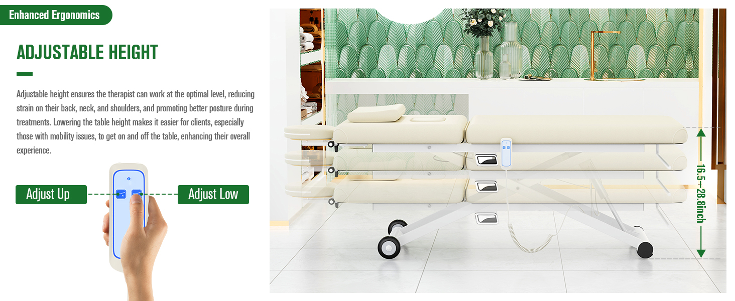 Electric Massage Table, Electric Lift Motor Height adjustable and Manual Backrest Adjustable Angle for Treatment Medical Spa Facial Bed Beauty Bed Massage Bed and More - 31.2 Wide x 75 Long - White