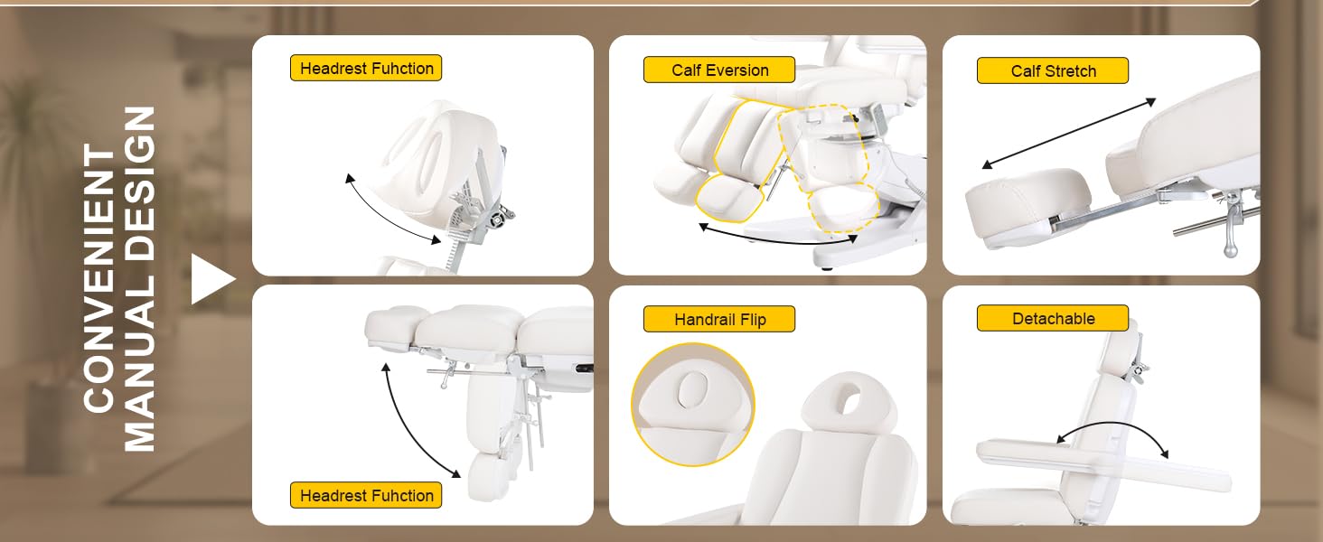 TATARTIST Electric Facial Bed Professional Electric Spa Bed Portable Massage Table Beauty Salon Tattoo Facial Chairs for Esthetician Treatment Table All Purpose Aesthetic Chair with 3 Motors