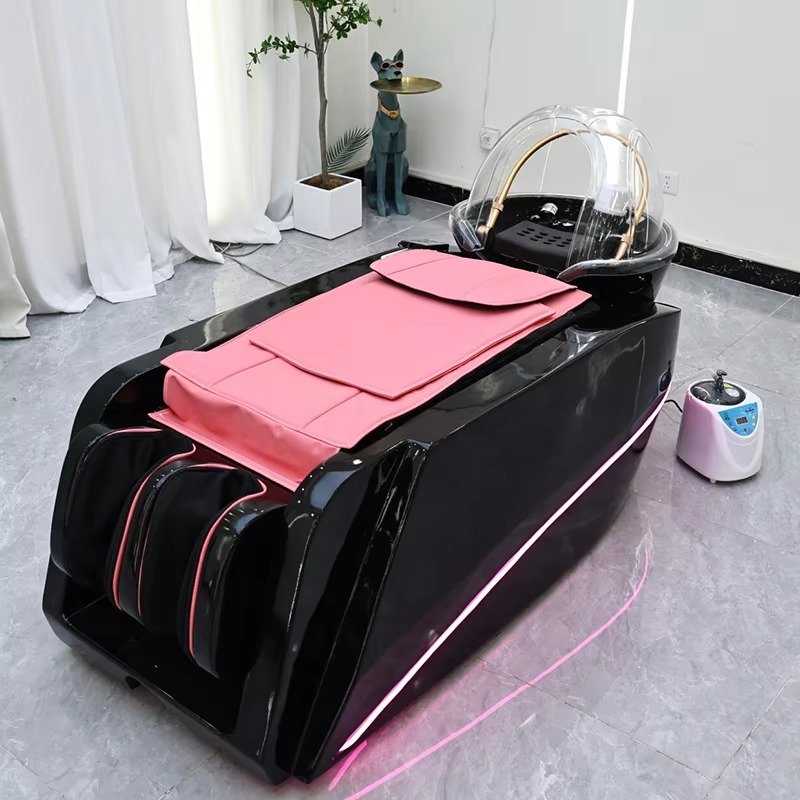 Modern Fiberglass Frame Electric Massage Shampoo Bed Luxury Head Therapy Washing Bed with Water Circulation and Steamer
