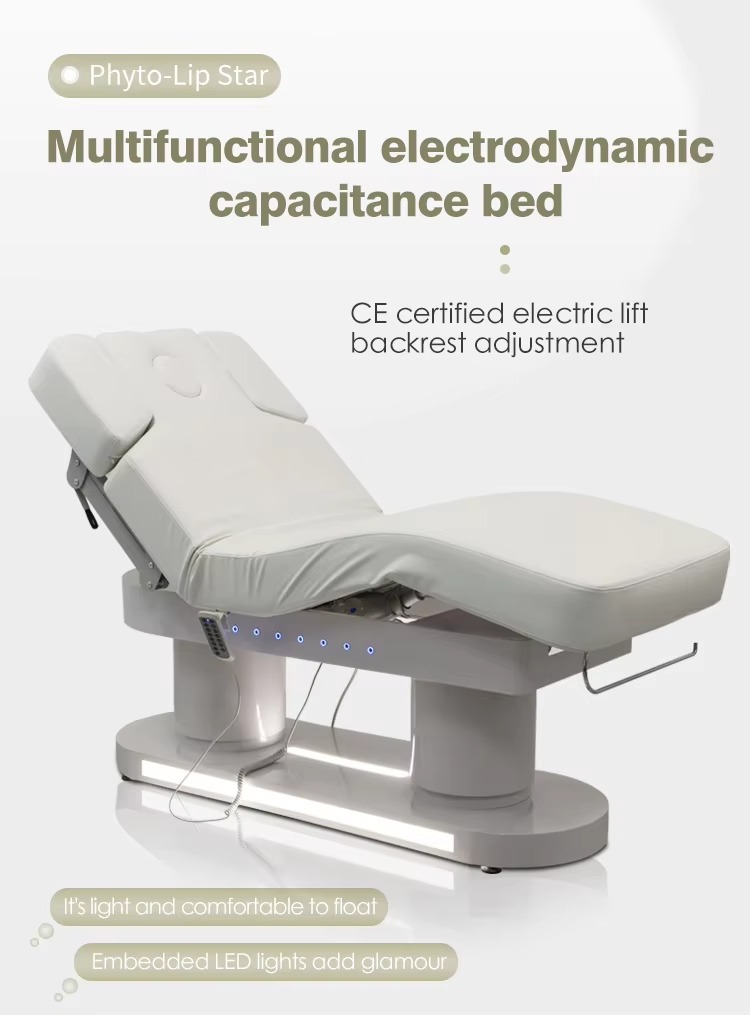 Modern Salon Furniture White Eyelash Facial Spa Massage Bed Luxury 4 Motors Electric Adjustable Cosmetic Treatment Beauty Bed