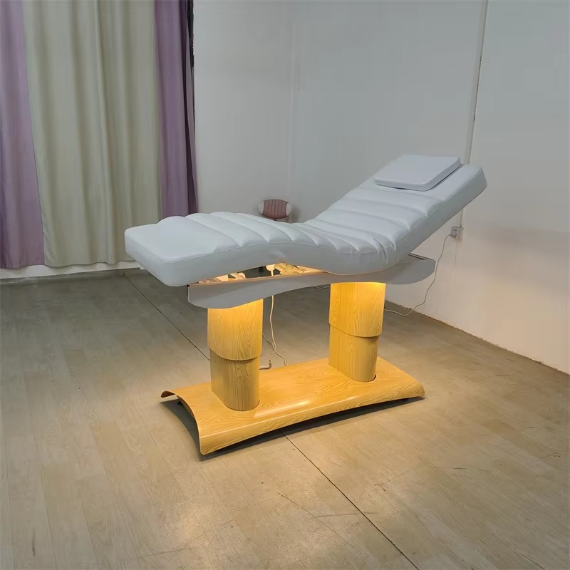 Modern Simple Salon Furniture Massage Table and Bed Luxury 4 Motors Electric Adjustable White Facial Lash Beauty Bed with Lights