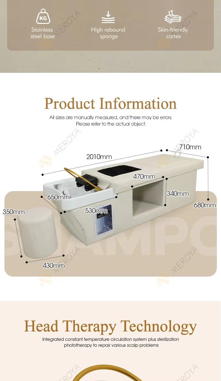 Multifunctional Barbershop Furniture Lay Down Washing Chair Bed Modern Thai Electric Massage Head Spa Shampoo Bed with Foot Bath