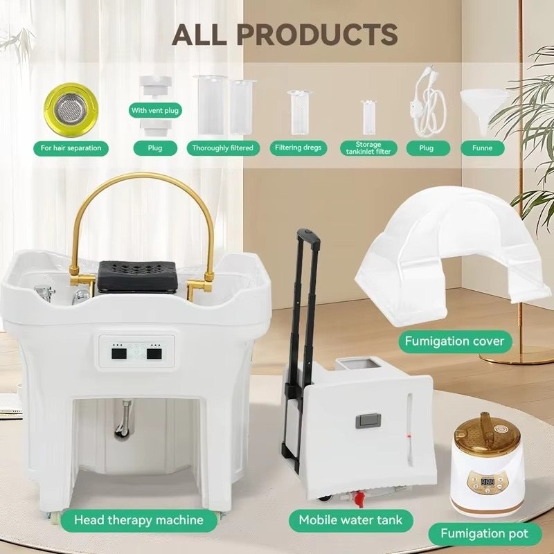 Portable Shampoo Basin Salon Furniture Head Spa Adjustable Height Massage Washing Hair Bowl Sink for Beauty Salons