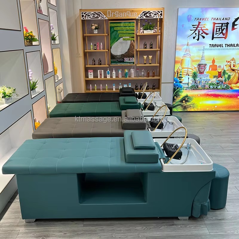 Professional Head Spa Hair Salon Station With Head Spa Equipment Massage Table Ceramic Shampoo Basin Water Therapy