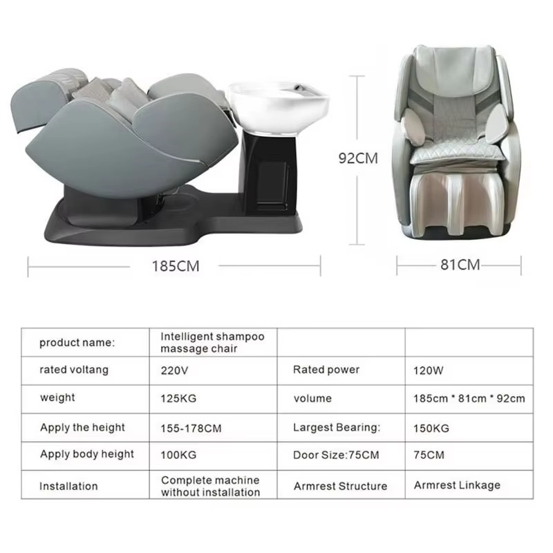 Luxurious Full Body Massage Washing Chair Bed Modern Multifunction Head Therapy Shampoo Chair with Water Circulation
