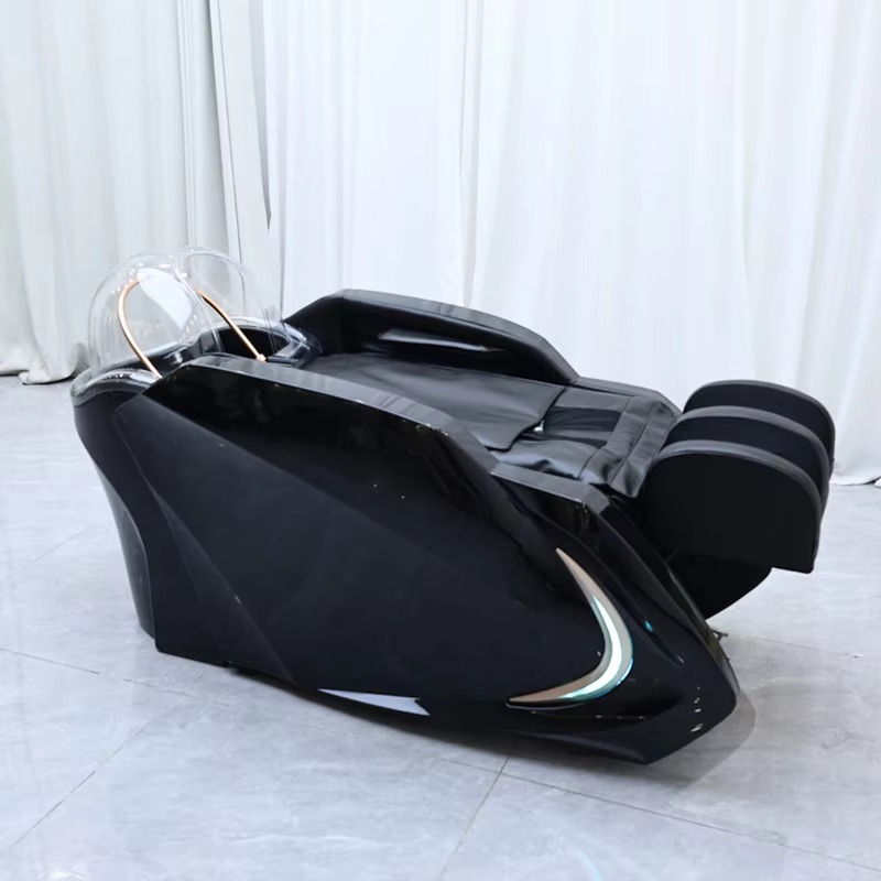 Luxury Salon Furniture Head Spa Black Washing Bed Modern Full Body Massage Electric Shampoo Bed with Water Circulation