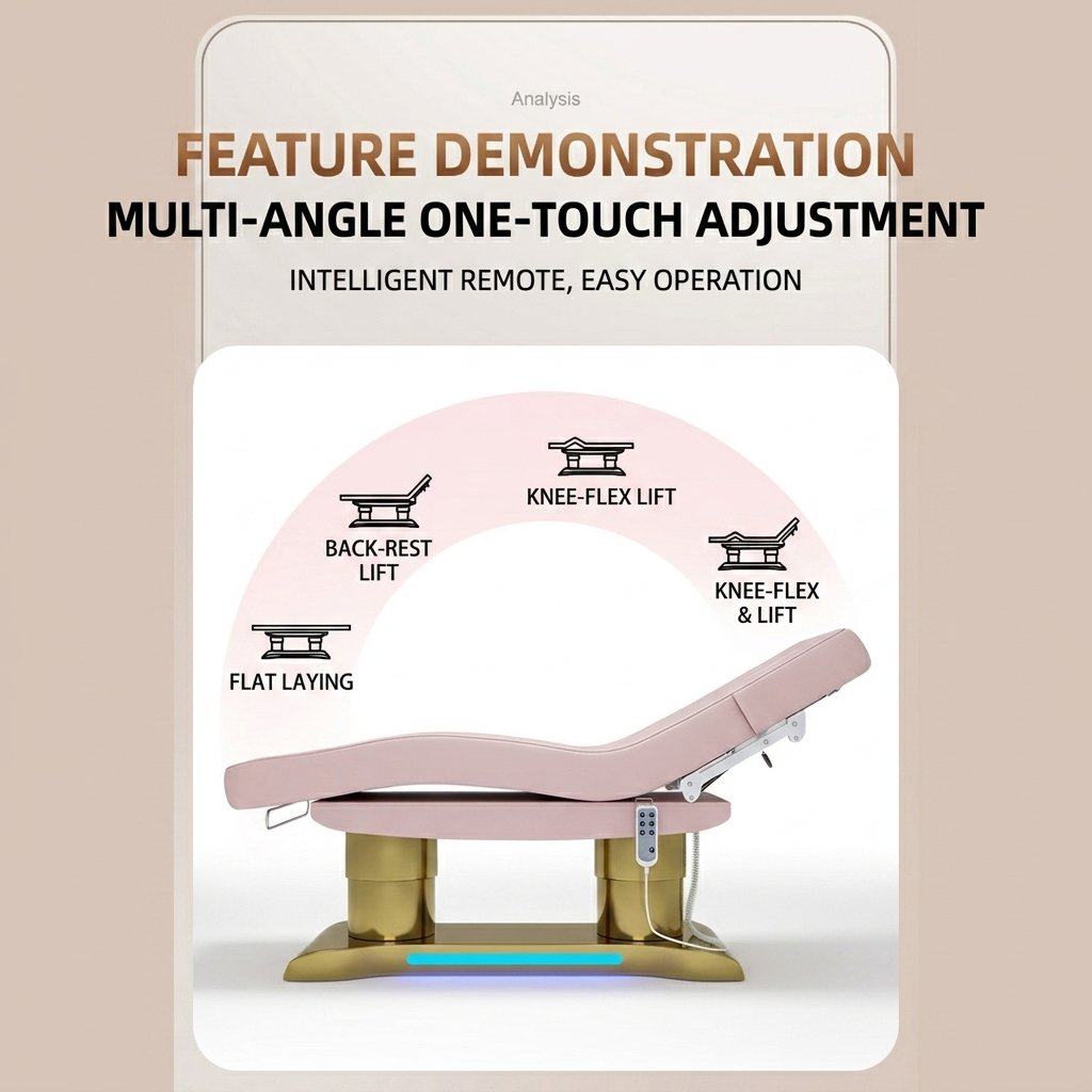 Wholesale Wide Massage Bed Height Adjustable 4-motor Table Beauty Bed Memory Foam Facial Chair Facial Bed Beauty Parlour Salon