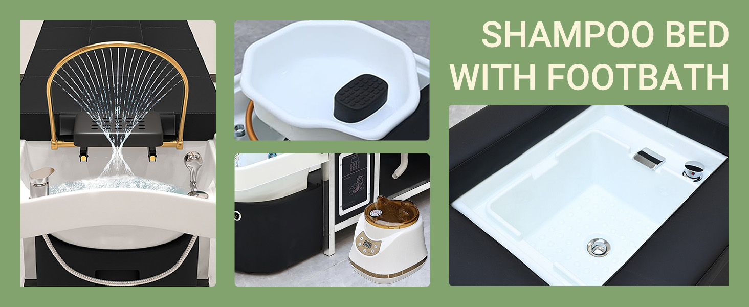 Head Spa Equipment with Footbath & Fumigation, Massage Bed with Water Circulation, Shampoo Bed for Barbershop, Salon Station, Massage Parlor, Pedicure Shop, Wellness Resort