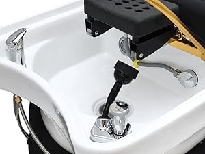 DERMALOGIC Kenzo Head Spa Bed, U-Shape Water Massage Shampoo Backwash Unit with Cover Pillow, Spa Resort Hair Salon Equipment, Black