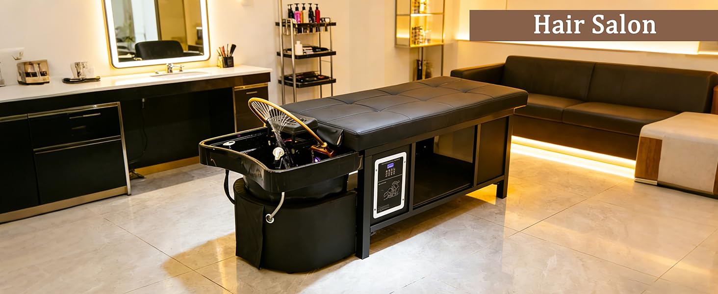 Nykto Head Spa Bed Head Spa Equipment with Steamer & Water Circulation System, Shampoo Bed Scalp Care Massage Table for Barbershop, Salon Station, Massage Parlor