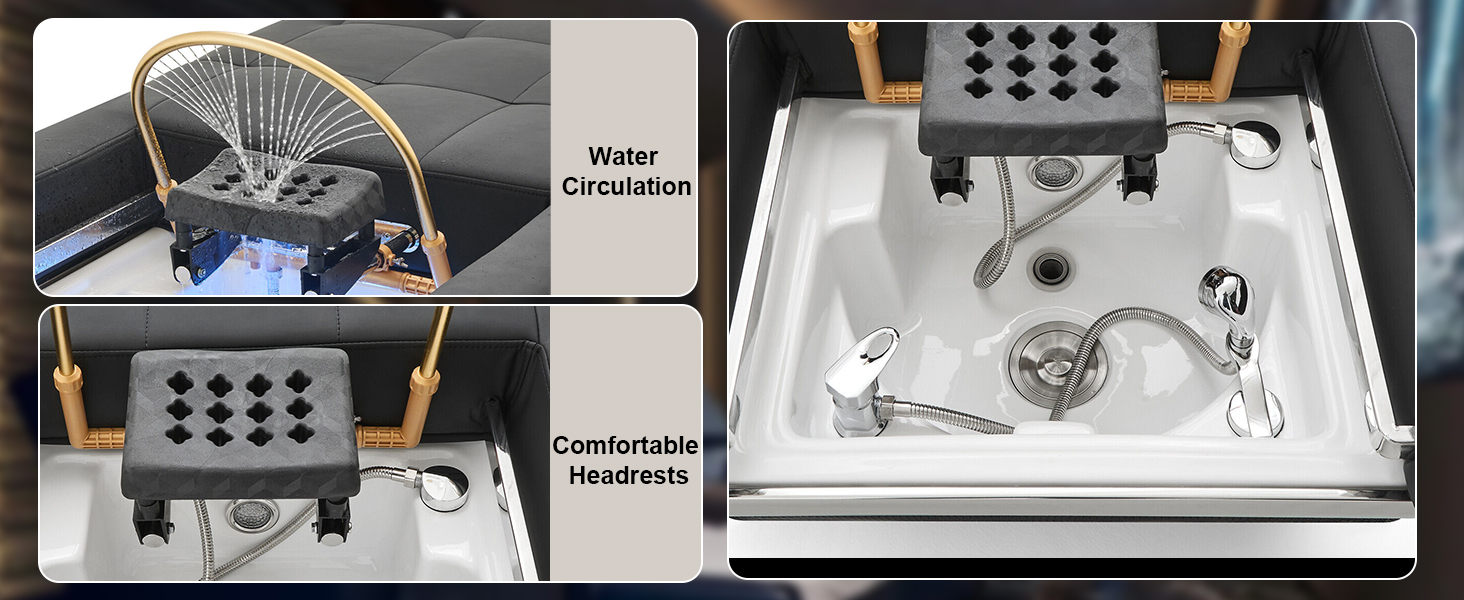 Sannewstartu Massage Bed with Shampoo Bowl - Professional Head Spa Equipment for Beauty Salons, Adjustable Backwash Unit with Foot Bath Function, Beauty Bed, Black