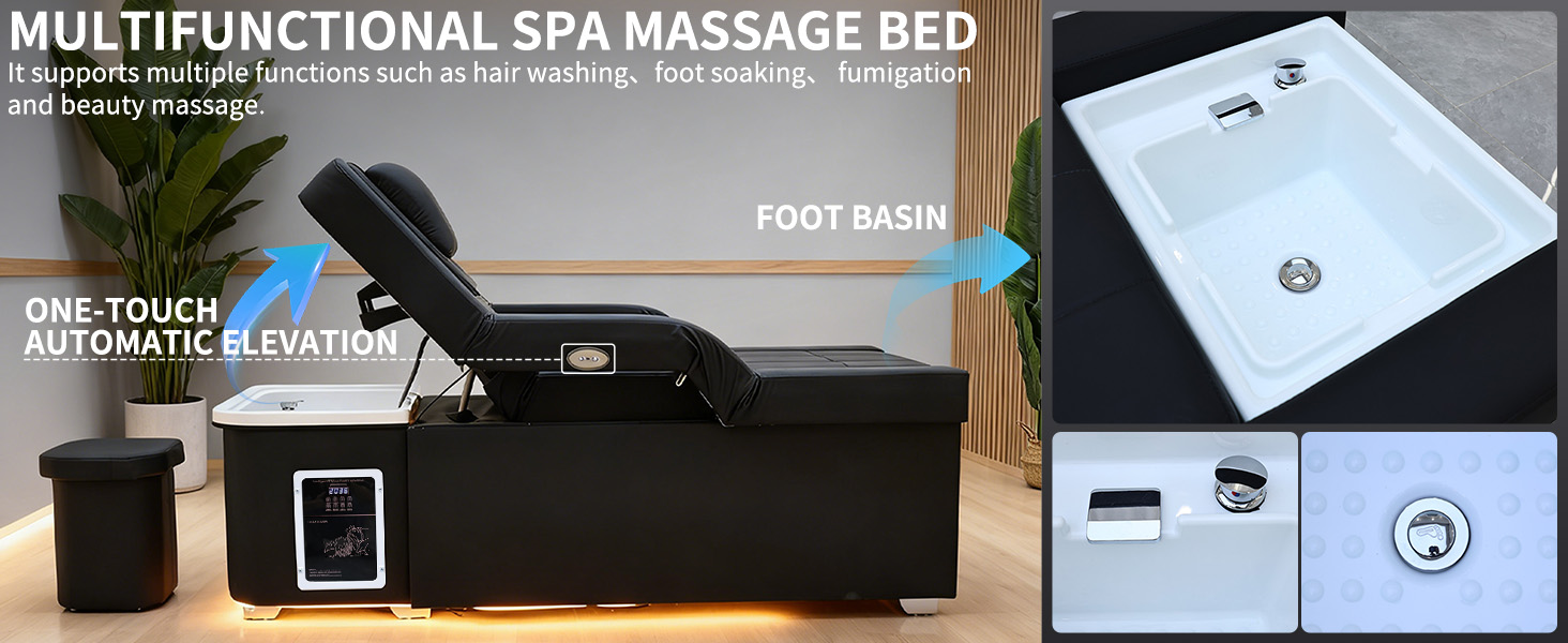 Electric Lifting Shampoo Bed, Japanese Head Spa Equipmen, Head Spa Bed, With Water Circulation, Fumigation, Foot Bath Spa for Salons & Spas
