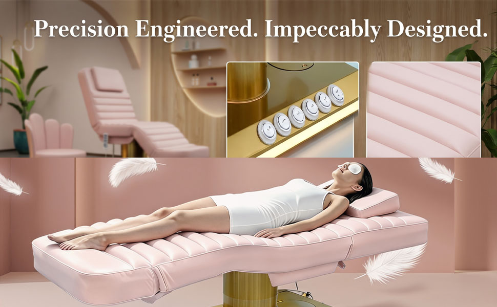 Electric Beauty Bed for Spa,Fully Motorized Facial & SPA Massage Table Adjustable Height,Backrest & Leg Rest Control Via Remote Or Foot Pedal for Salon-Style Eyelash Application,Green