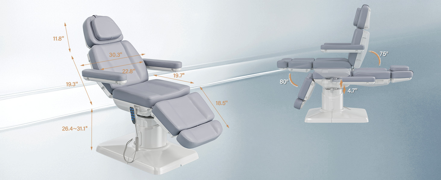 OmySalon Electrical Facial Beauty Spa Medical Treatment Bed, 120° Rotation Massage Tattoo Dental Aesthetic Chair with 3 Motors & Remote Control (Dusty Purple)
