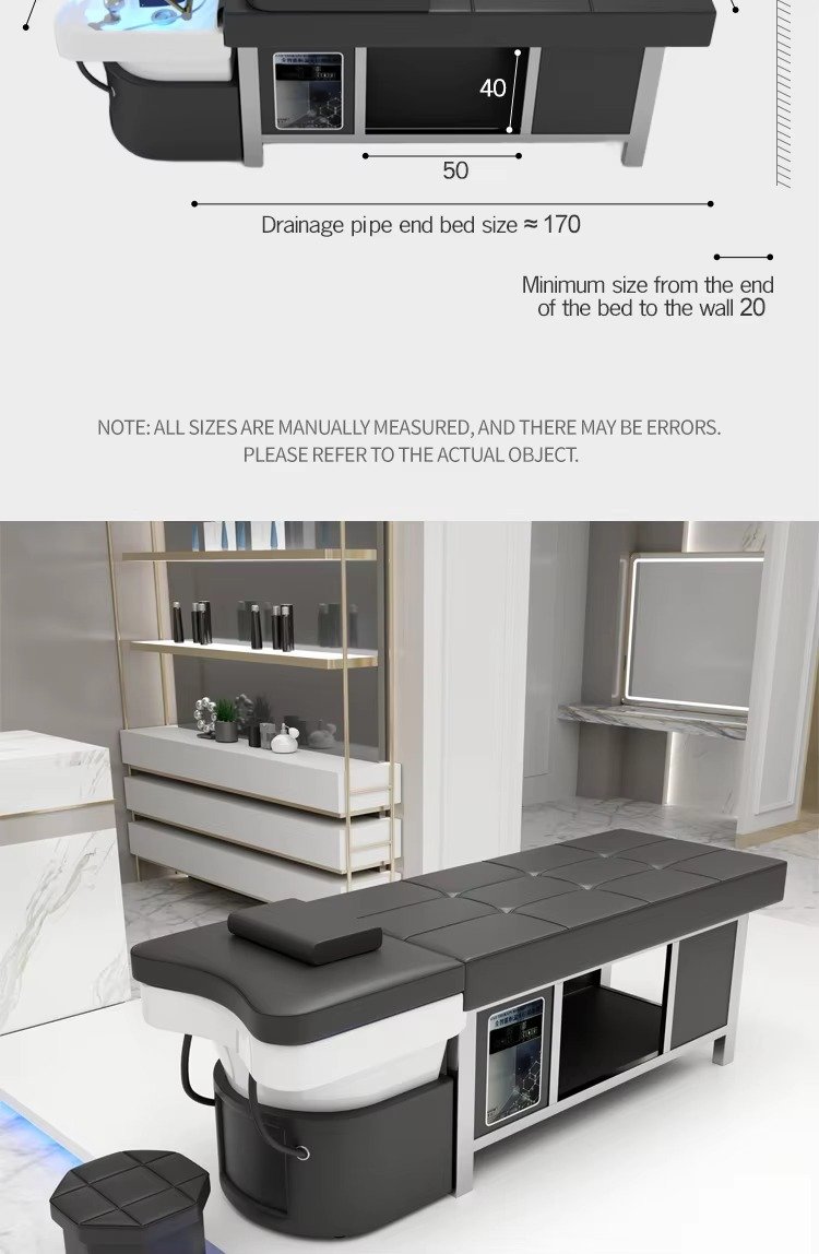 Modern Barbershop Furniture Multifunction Head Therapy Spa Shampoo Chair Luxury Lay Down Thai Washing Bed with Steamer