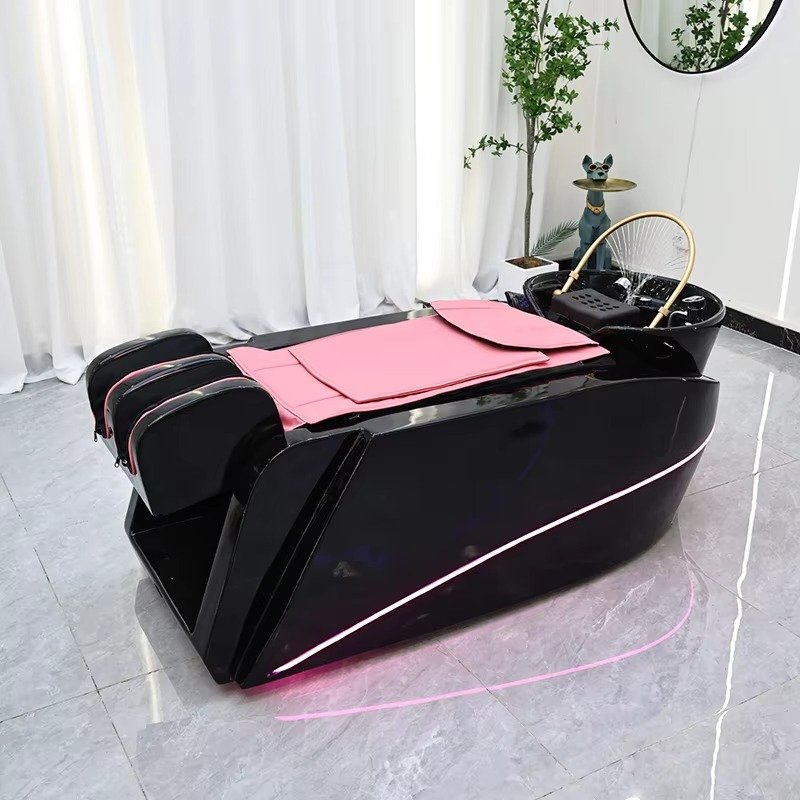 Modern Fiberglass Frame Electric Massage Shampoo Bed Luxury Head Therapy Washing Bed with Water Circulation and Steamer