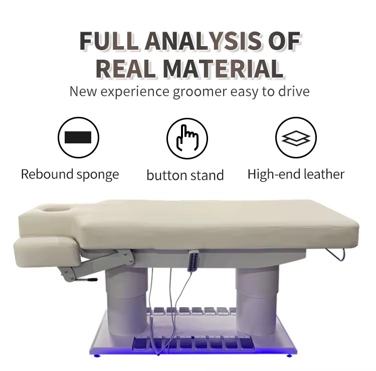 White 4 Motor Electric Adjustable Beauty Saloon Eyelash Bed Heavy Duty Foot Control Threapy Cosmetic Facial Salon Massage Table