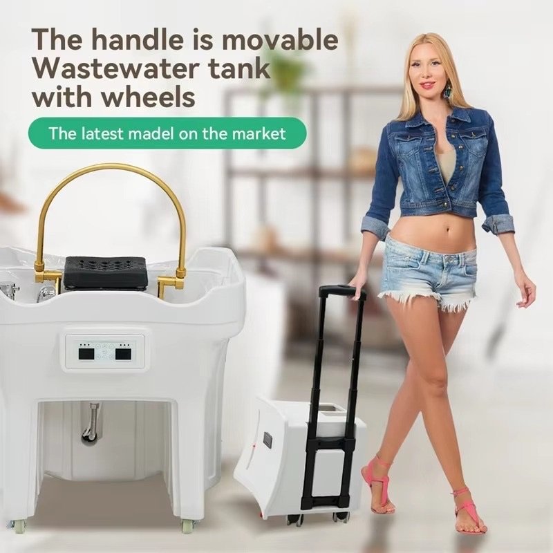 Portable Shampoo Basin Salon Furniture Head Spa Adjustable Height Massage Washing Hair Bowl Sink for Beauty Salons