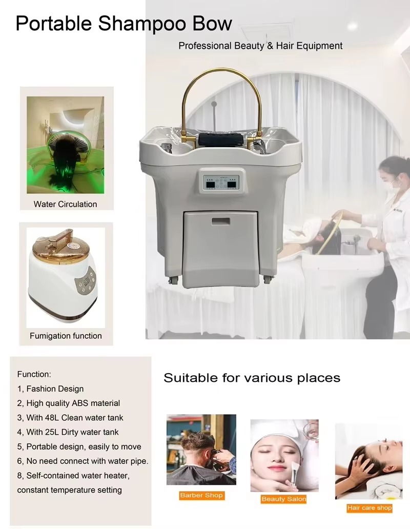 Hot Selling Modern Salon Spa Shampoo Basin and Waterproof Portable Sink with Eco-Friendly Features for Commercial Use