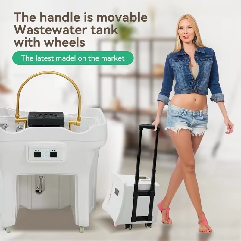 Portable Shampoo Basin Salon Furniture Head Spa Adjustable Height Massage Washing Hair Bowl Sink for Beauty Salons