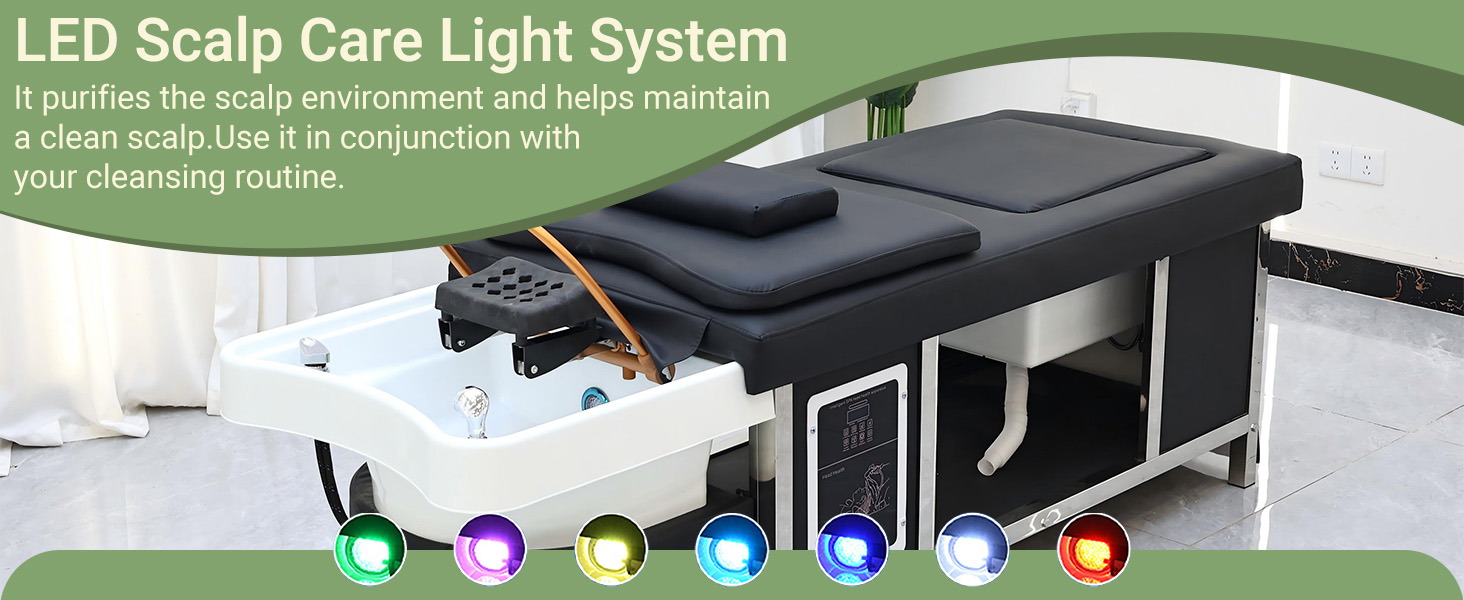 Head Spa Equipment with Footbath & Fumigation, Massage Bed with Water Circulation, Shampoo Bed for Barbershop, Salon Station, Massage Parlor, Pedicure Shop, Wellness Resort