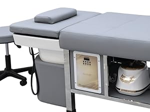 DERMALOGIC Metro Head Spa Bed, U-Shape Water Massage Shampoo Backwash Unit with Cover Pillow, Spa Resort Hair Salon Equipment, Khaki