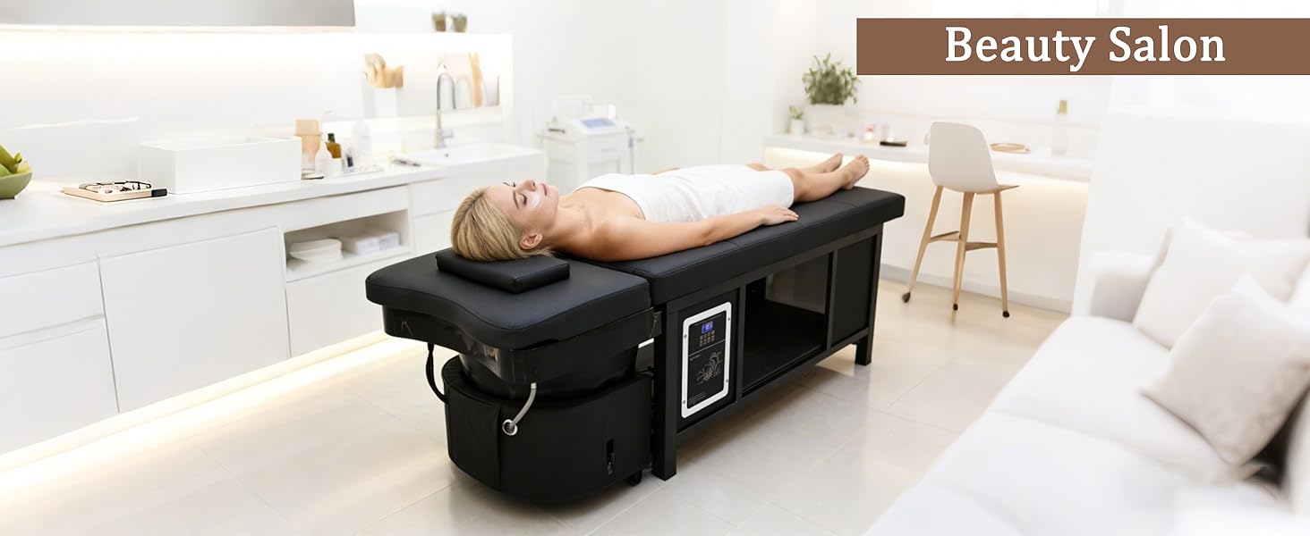 Nykto Head Spa Bed Head Spa Equipment with Steamer & Water Circulation System, Shampoo Bed Scalp Care Massage Table for Barbershop, Salon Station, Massage Parlor
