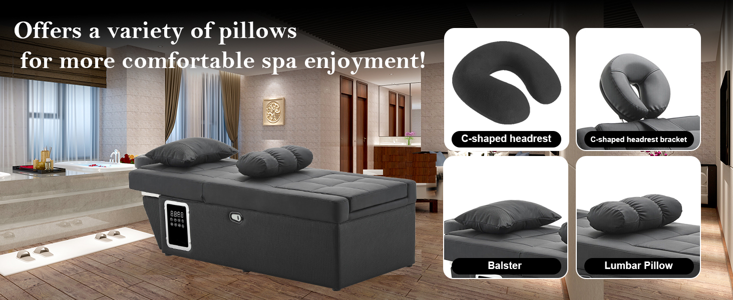 Sannewstartu Massage Bed with Shampoo Bowl - Professional Head Spa Equipment for Beauty Salons, Adjustable Backwash Unit with Foot Bath Function, Beauty Bed, Black