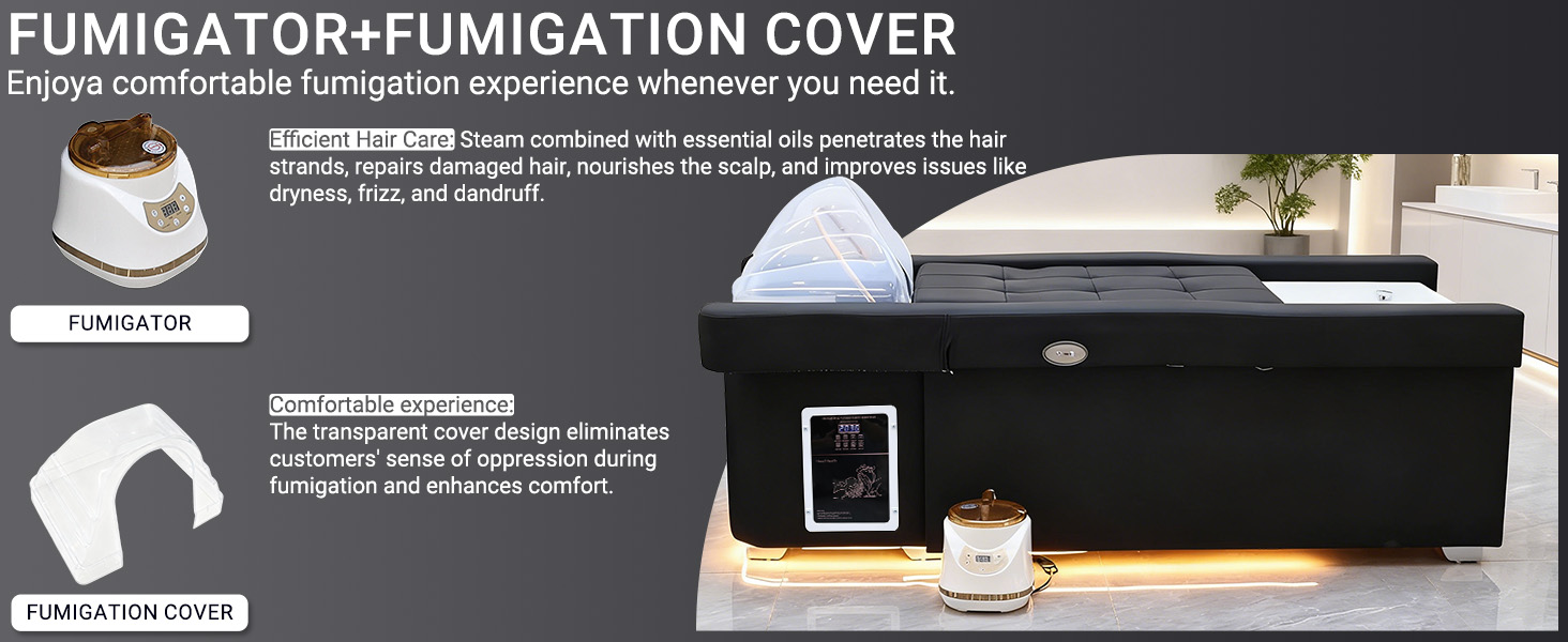 Electric Lifting Shampoo Bed, Japanese Head Spa Equipmen, Head Spa Bed, With Water Circulation, Fumigation, Foot Bath Spa for Salons & Spas