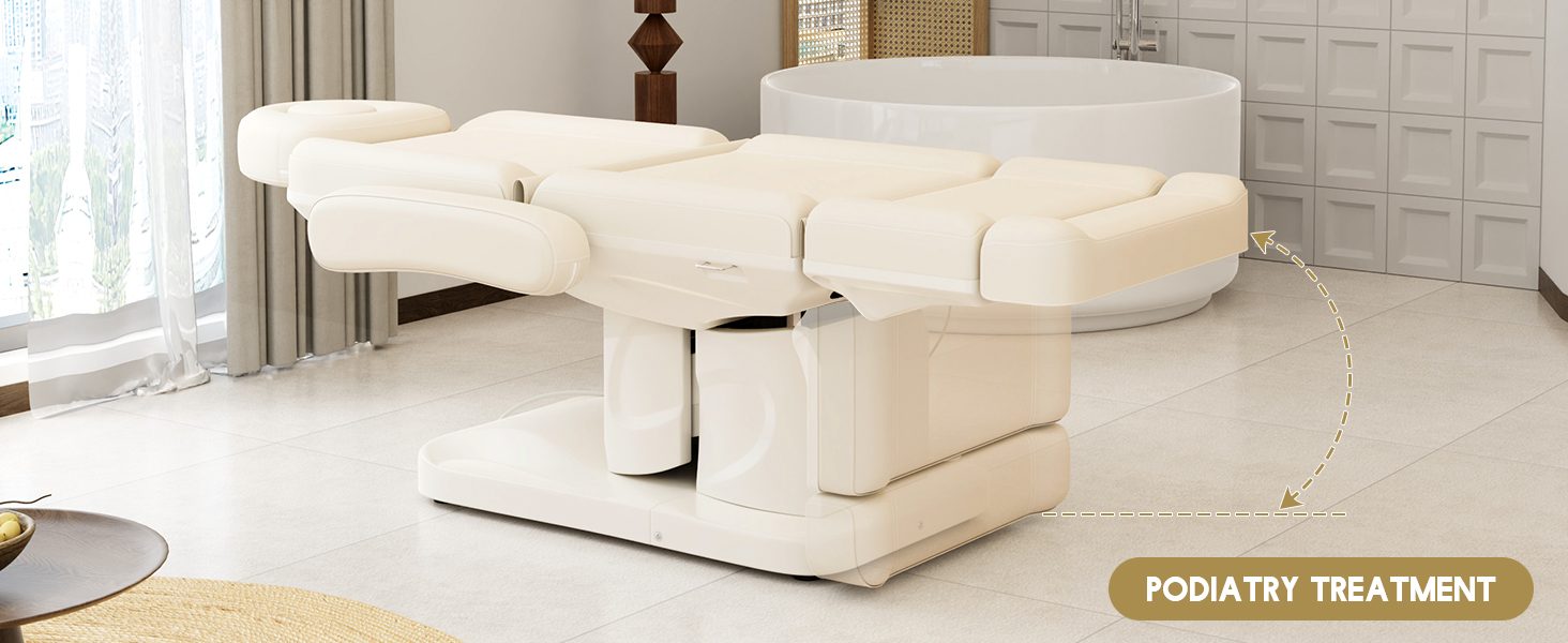 Beige Gray 4 Motor Electric Medical Treatment Exam Chair, Aluminum Hydraulic System for Facial, Spa, Eyelash, Tattoo, Podiatry Treatment Beauty Massage, Hand Remote Controlled Adjustable Chair Bed