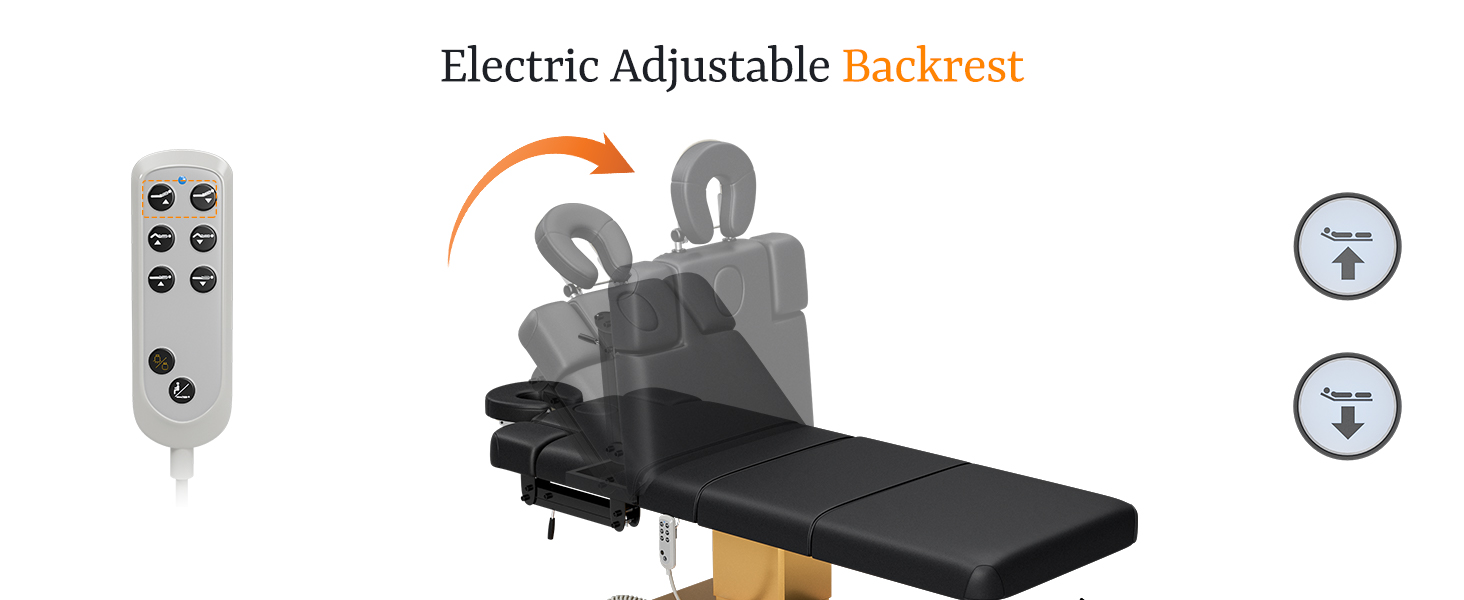 Icoget Professional Full Electric Spa Massage Treatment Table, Medical Bed with Independent Leg Adjustment, Facial Bed with Face Cradle for Beauty, Black