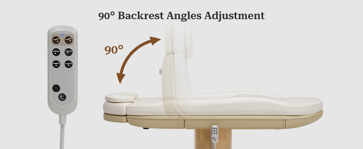 VARONXE Fully Electric Massage Table Esthetician Bed, Adjustable Spa Facial Bed Lash Chair with Light, Ergonomic Medical Exam Table for Beauty Treatment Tattooing Waxing, White