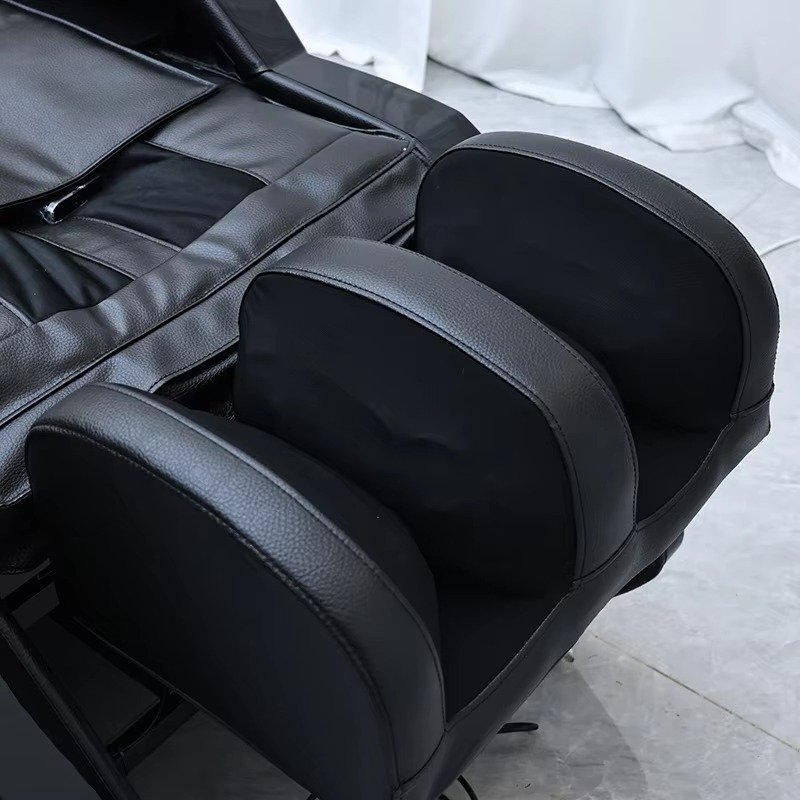 Modern Auto Full Black Fiberglass Washing Bed Luxury Barbershop Equipment Electric Massage Shampoo Bed with Back Heating