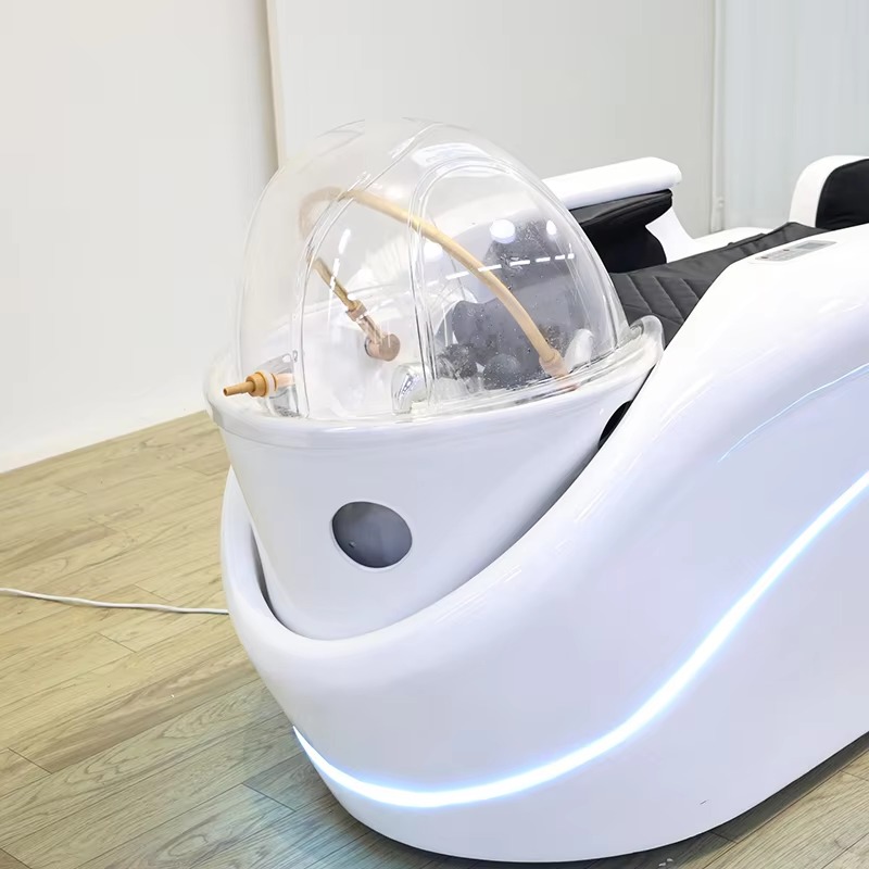 Modern Salon Electric Head Spa Hair Washing Chair Luxury 4D Full Body Massage Electric Shampoo Bed with Light and Steamer
