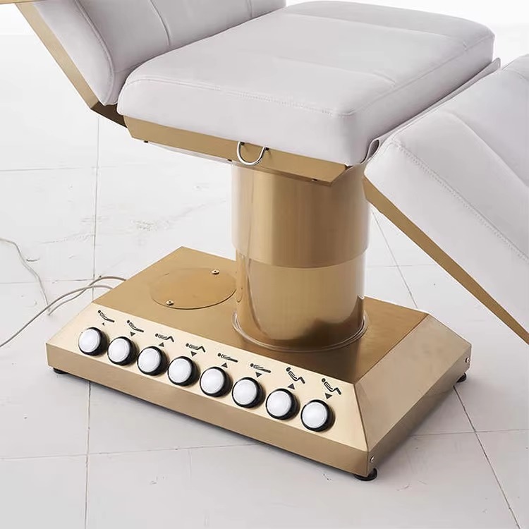 Modern White Leather Salon Furniture Massage Table and Bed Luxury 4 Motors Electric Facial Spa Bed with Foot Control