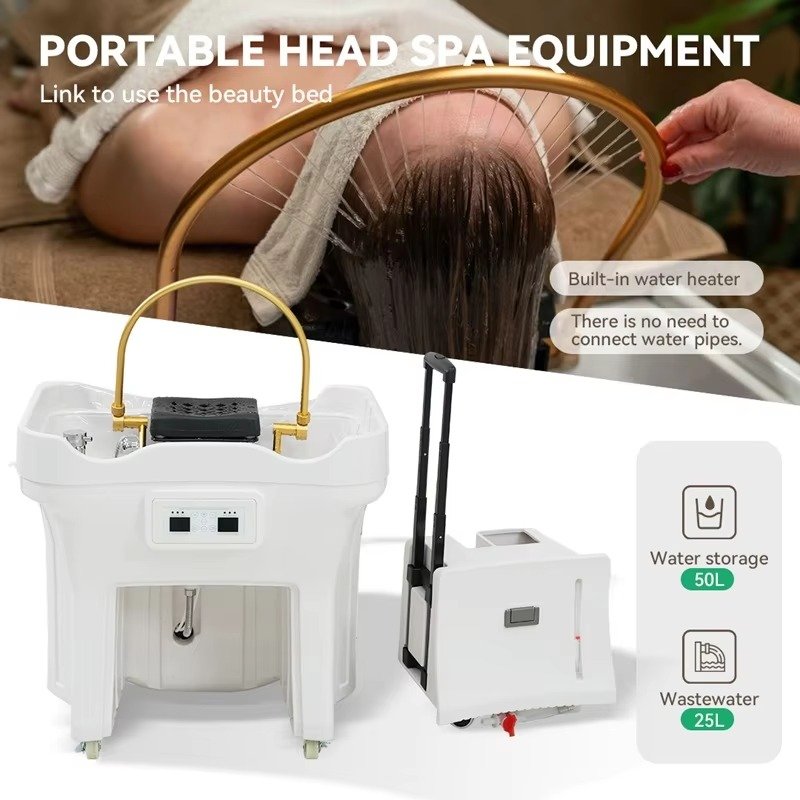 Portable Shampoo Basin Salon Furniture Head Spa Adjustable Height Massage Washing Hair Bowl Sink for Beauty Salons