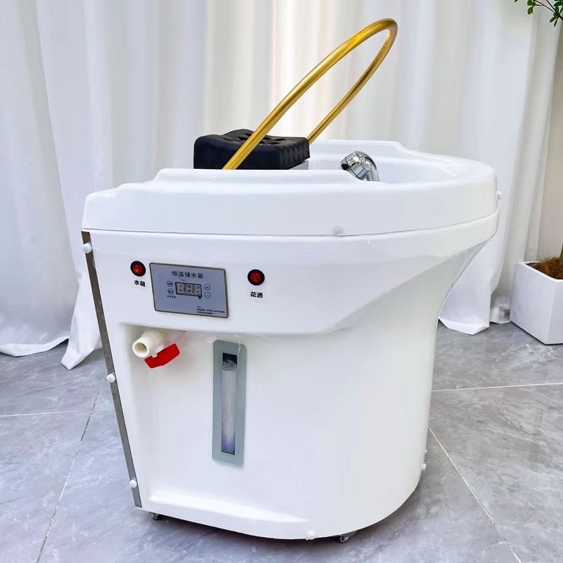 Modern Portable Shampoo Basin 60L Water Tank Synthetic Leather Salon Furniture Moving Head Beauty Bed Accessories for Hair Salon