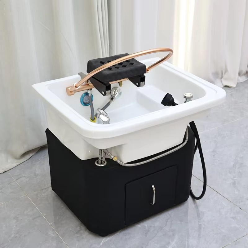 Mobile Portable Shampoo Wash Basin Bowl Station Salon Furniture Scalp Treatment Shampoo Sink With Spa Head Water Therapy