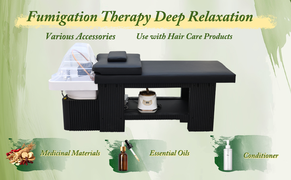 Professional Head Spa Equipment, Japanese Head Spa Bed, Shampoo Massage Bed, Massage Table with Water Circulation System, for Spa Beauty Salon Barber (C)