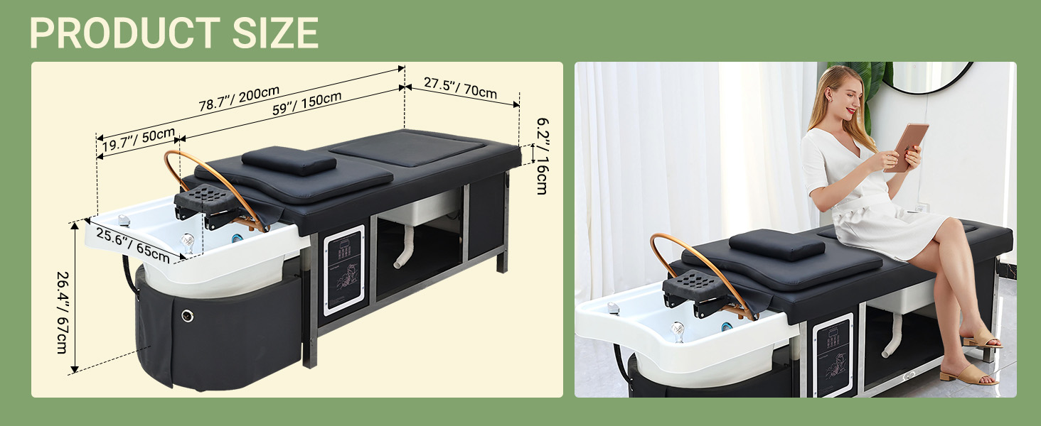 Head Spa Equipment with Footbath & Fumigation, Massage Bed with Water Circulation, Shampoo Bed for Barbershop, Salon Station, Massage Parlor, Pedicure Shop, Wellness Resort