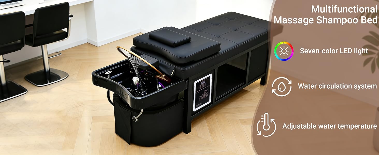 Nykto Head Spa Bed Head Spa Equipment with Steamer & Water Circulation System, Shampoo Bed Scalp Care Massage Table for Barbershop, Salon Station, Massage Parlor
