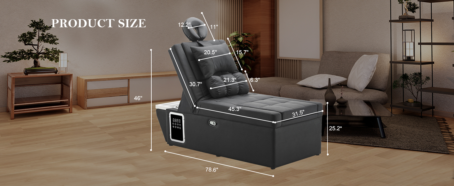 Sannewstartu Massage Bed with Shampoo Bowl - Professional Head Spa Equipment for Beauty Salons, Adjustable Backwash Unit with Foot Bath Function, Beauty Bed, Black