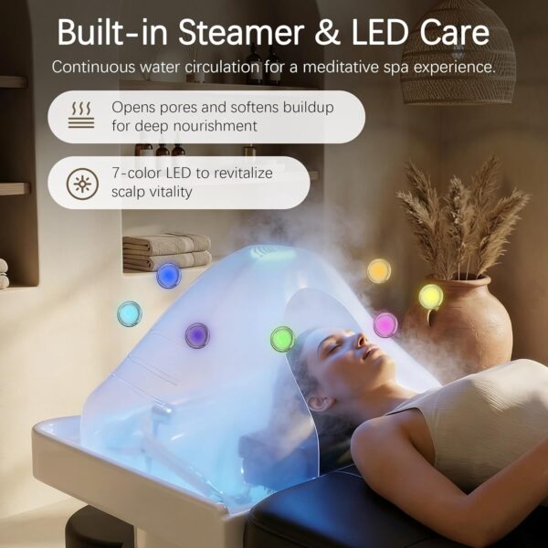 5-339 Japanese head spa bed with water circulation, steam and 7-color light therapy shampoo station