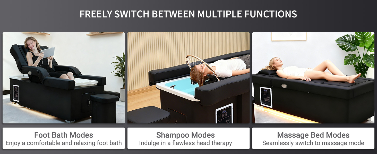 Electric Lifting Shampoo Bed, Japanese Head Spa Equipmen, Head Spa Bed, With Water Circulation, Fumigation, Foot Bath Spa for Salons & Spas