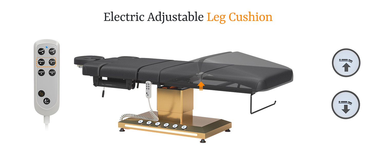 Icoget Professional Full Electric Spa Massage Treatment Table, Medical Bed with Independent Leg Adjustment, Facial Bed with Face Cradle for Beauty, Black