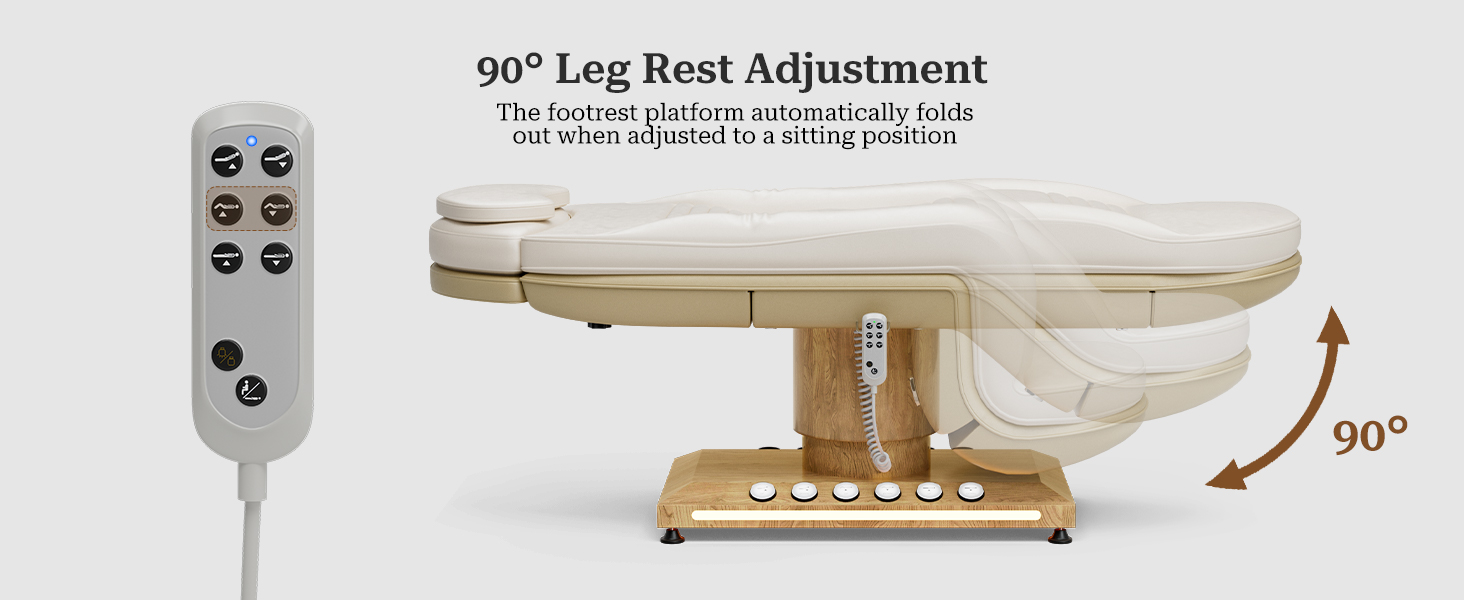 VARONXE Fully Electric Massage Table Esthetician Bed, Adjustable Spa Facial Bed Lash Chair with Light, Ergonomic Medical Exam Table for Beauty Treatment Tattooing Waxing, White