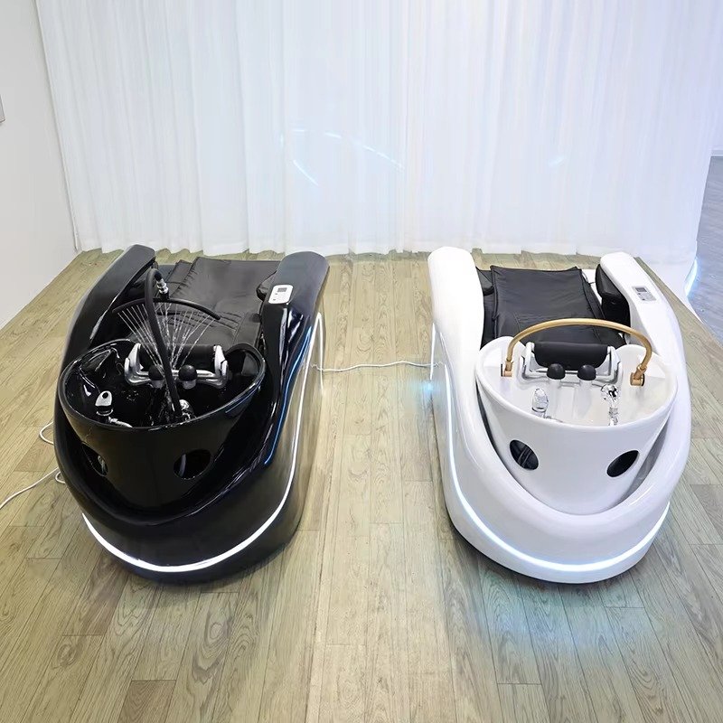 Modern Salon Electric Head Spa Hair Washing Chair Luxury 4D Full Body Massage Electric Shampoo Bed with Light and Steamer