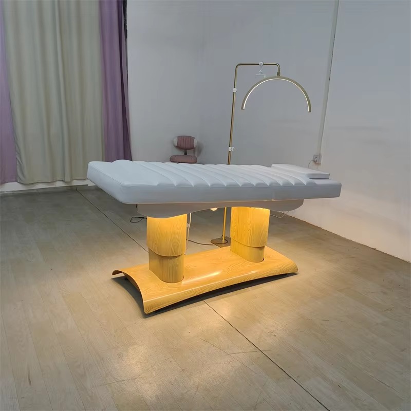 Modern Simple Salon Furniture Massage Table and Bed Luxury 4 Motors Electric Adjustable White Facial Lash Beauty Bed with Lights
