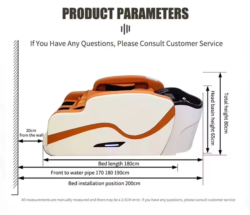 Wholesale Factory Price Barbershop Furniture Full Auto Massage Shampoo Chair Bed Luxury Airbag Hair Washing Bed with Steamer