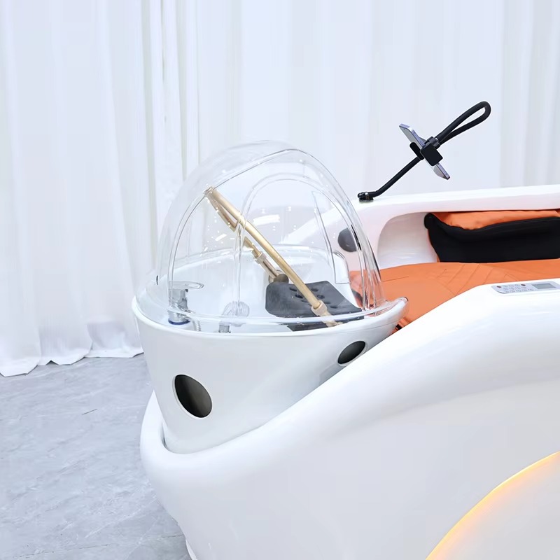New Design Beauty Salon Furniture White Electric Full-automatic Massage Shampoo Bed Lay Down Luxury Washing Chair for Sale